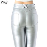 Streetwear Leather Pants Women Hotpants Black High Waist Bodycon Stretch Pencil Pants Jegging 2021 Ladies Skinny