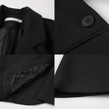 Women Fashion Office Wear Single Breasted Black Blazer Coat Vintage Long Sleeve Suit Jacket Pockets Female Outerwear Chic