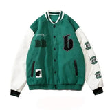 Retro Letter Embroidery Jackets Coats Women's Street Hip Hop Heavy Industry Baseball Uniform Couple Trend Loose