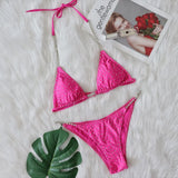 Zingj New Bikini 2024 Sexy Crystal Diamond Chain Split Women's Swimsuit Solid Color Strap
