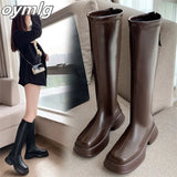 autumn and winter thick heel boots brown thin but knee boots high heel boots knight boots long thin boots women