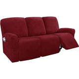 2 3 Seater Velvet Recliner Sofa Cover Elastic Split Design Relax Sofa Slipcover Solid Lounge Armchair Covers With Side