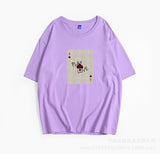 New Cotton Short-Sleeved Top Small Print Collar T-Shirt Loose Soft Ins Women's