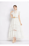 Temperament High-End Collar Hollow Embroidered Lace Spliced Sleeveless Waist Thin Elegant