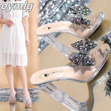 outerwear 2022 summer sandals women's shoes crystal heels high-heeled open-toe transparent rhinestone women's