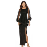see through black Sequin maxi summer dress women elegant mesh party dress Split bodycon long dress cocktail evening