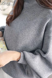 Winter Women Sweater Fashion Turtleneck Lantern Sleeve Pullovers Loose Knitted Female Jumper Tops Pull