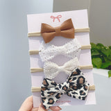 Cotton Linen Leopard Printed Bow Baby Headband For Girls Newborn Headbands Lace Hair Bands Turban Kids Hair