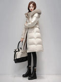 2023 Winter Down Jacket Women Natural Real Fox Fur Collar Hood Extended Thicken Long Feather Coat Water Proof
