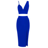 Piece Set Sleeveless Elegant Sexy Crop Top Skirts Set Party Clothes New Women Set Suit Bandage Tank Suit Tops