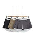 Women's Pleated Skirts Grey Vintage Female Streetwear Korean High Waist Fashion Y2k E-girl A-line Black Mini Skirt Shorts