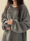 plain oversize sweater with slit
