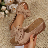 Summer Women's Slope And Thick Bottom Slippers Large-Size Wide Striped Fish Mouth Slippers Flower
