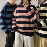 Sweater Women Pullovers Knit Casual Striped Pullovers Jumper Warm Teen Gril Streetwear Knitwear Sueters De