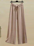 Winter Knitwear Two Piece Sets For Women Outfits Korean Casual Striped Knitted Sweater And Wide Leg Knitting Pants