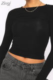 Women Spring Autumn Long Sleeve T-Shirts Tops Solid Slim Fit Pullovers Causal Tees Shirts Female Streetwear Base