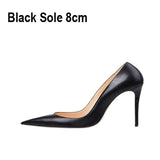 Matte Black Pumps Woman High Heels Shoes 12cm Stilettos PU Leather Wedding Pointed toe Shoes QKOU002