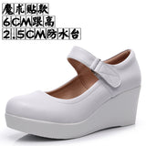 8CM High Heel Heel Leather Shoes 3CM Thick Waterproof Table Comfortable Loose Cake Shoes Round Head Light Magic Stick Single Shoes