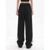 Striped Joggers Sweatpants Bf Hip Hop Women High Waist Wide Leg Sports Pants Streetwear Drawstring Baggy Straight
