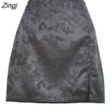 2020 women Split skirt sexy jacquard satin high waist zip skirt women party black skirt ladies sexy short beach