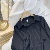 Fashion Button Up Chiffon Silk Shirt Vintage Blouse Women White Office Lady Long Sleeves Female Loose Street Shirts