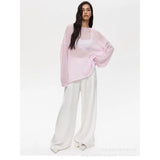 Spring Summer Hollow Sweater Women In Wind Loose Knitted Long-Sleeved Cover Ice Cream