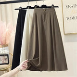 Solid Long Skirts Women College Friends Simple Korean Minimalist Basic Cozy All-Match Tender Feminino High Waist