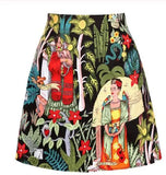 Harajuku A Line Skirt Beach Women Summer Runway Floral Printed Western Girl Y2K Punk Ladies 50s Party Mini