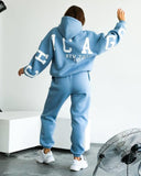 Women's Loose Leisure Back Print Thicken With Long-Sleeved Jacket Suit