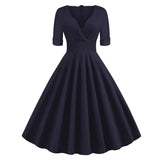Dot Printed Summer Women Casual Vintage Dress Short Sleeve V Neck A Line Swing Pin Up Rockabilly Sundress 50s 60s