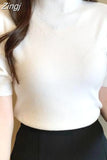 Short Sleeve Solid Summer 2023 New Tank Top Women Knitwear Half High Collar Spring Bottoming Shirt Thin Knit Vest