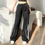 Contrast Piping Black Baggy SweatpantsOutfit