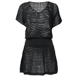 Sexy Knitted Write Dresses Pareo de Plage Swimsuit cover Up Beach wear Pareos de Playa Mujer Bikini Cover-ups