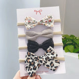 Cotton Linen Leopard Printed Bow Baby Headband For Girls Newborn Headbands Lace Hair Bands Turban Kids Hair