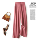 Fashion Loose Office Lady Wide Leg Pants Casual Korean Women Elastic High Waist Straight Trousers Summer Suit Pants