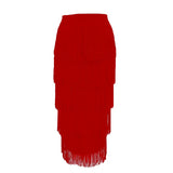 Women Bandage Skirts New Tassel Sexy Elegant Party Evening Long Skirts Fashion Woman 2021 Black