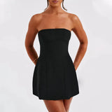 Strapless Solid Mini Dress-Outfit