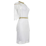 New Summer Women Tassel Bandage Dress Black Red Sexy O Neck Short Sleeve Celebrity Evening Club Mini Party Dresses