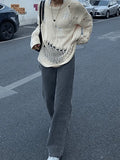 Distressed Crochet Knit Sweater- Outfit