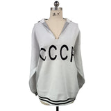 New Fashion Collar Hollow Knitted Shirt Women CCCP Letter Embroidery Casual Style