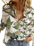 Map Straight Type Printed Long-sleeved Women's