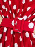 Red/Purple/Orange Polka Dot Pleated Jumpsuits Women Elegant V-Neck Sleeveless High Waist Wide Leg Loose Romper