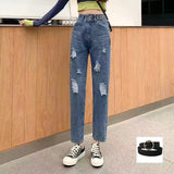 Zingj Jeans Female Autumn 2024 New Korean Version Loose High Waist Show Thin Straight Tube Harun Radish Dad Pants-Outfit
