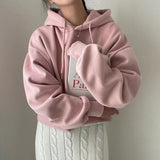 Solid Color Oversized Cropped Hoodie-Outfit