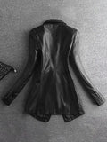 Spring Elegant Black Light Soft Faux Leather Blazer Long Sleeve Slim Fit Luxury Women Blazers and Jackets Fashion
