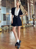 Puff Sleeve Large Collar Back Bow Blazer Mini Dress-Outfit