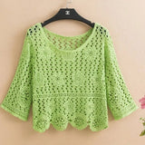 summer short hedging knitted hollow flower small outer super fairy all-match lace