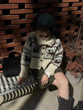 Buttoned Retro Printed Cardigan- Outfit