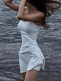 White Summer Beach Mini Dress- Outfit