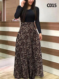 Winter 5XL Floral Print Patchwork Casual Fashion Maxi Dress Lady Long Sleeve Elegant All-match Robe Vestido Women